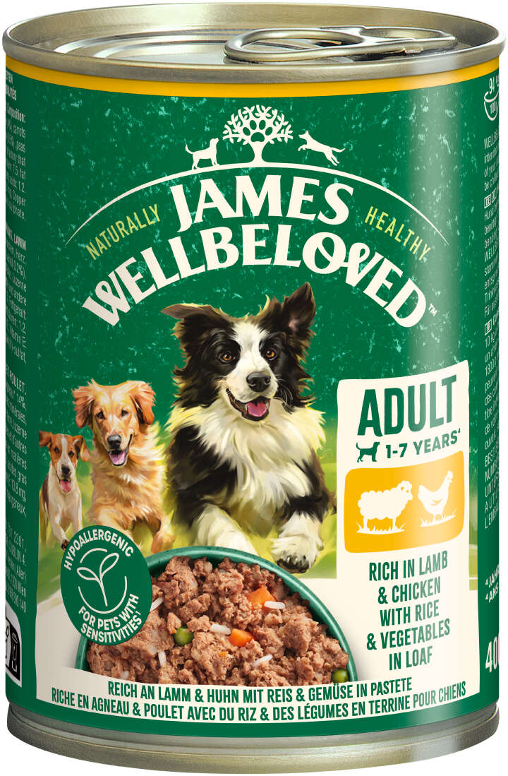 JAMES WELLBELOVED Hunde-Nassfutter Lamm + Huhn in Pastete